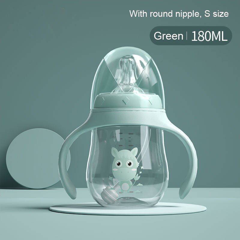 Baby Flessen Drinkbeker Zuigfles Brede Kaliber Multifunctionele Melk Drinken Water Tweeërlei Gebruik Fles Bpa Gratis: Green 180ml