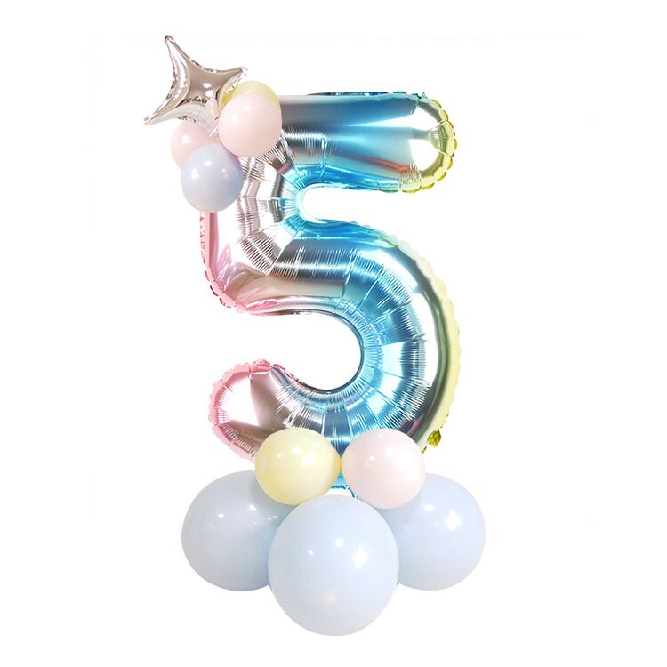 32 Inch Rainbow Gradient Number Balloons Boy Girls First Birthday Party Decorations Kids Adult Wedding Baby Shower Decorations: set 5