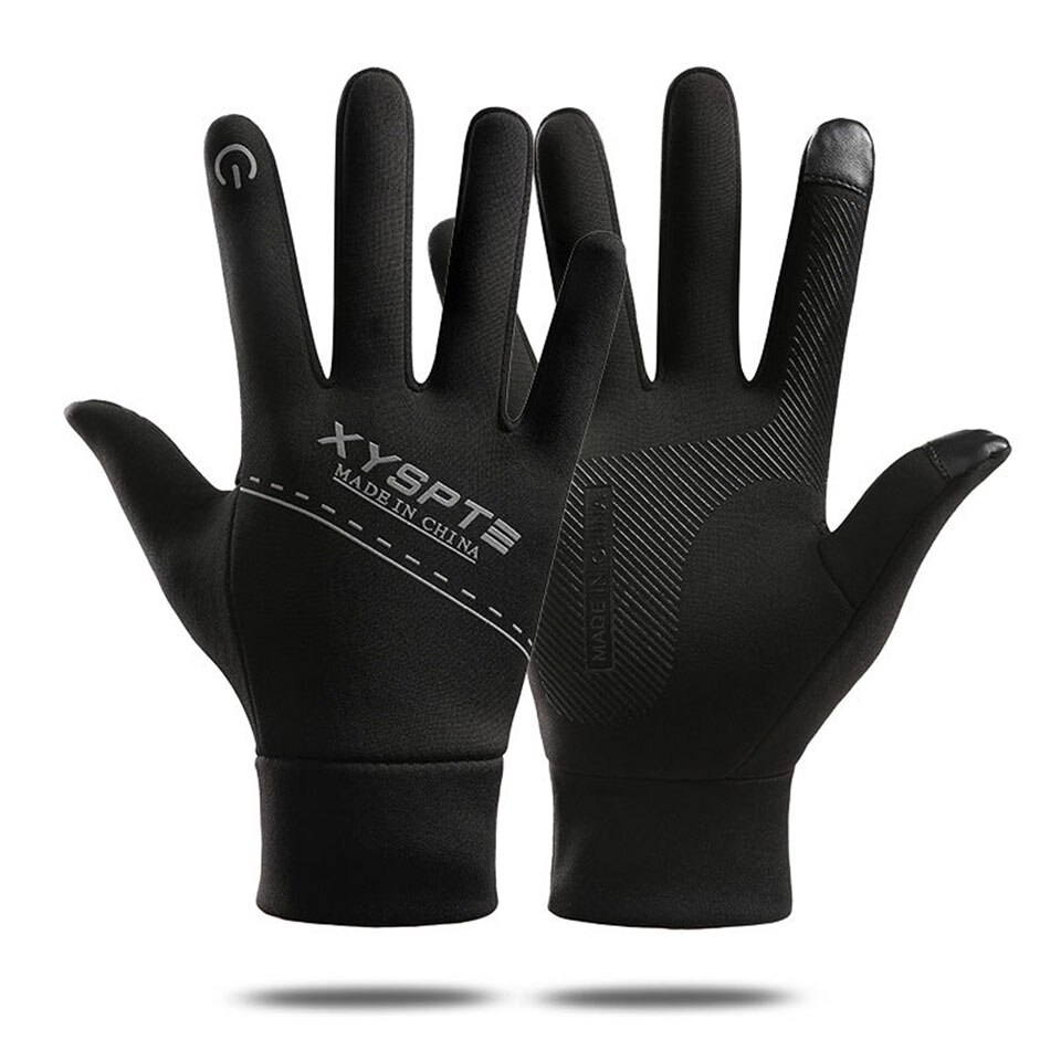 Guantes para moto bicicleta de dedo completo guantes con pantalla táctil para conducción al aire libre/pesca/senderismo/esquí mujeres hombres guantes: 0605C Black