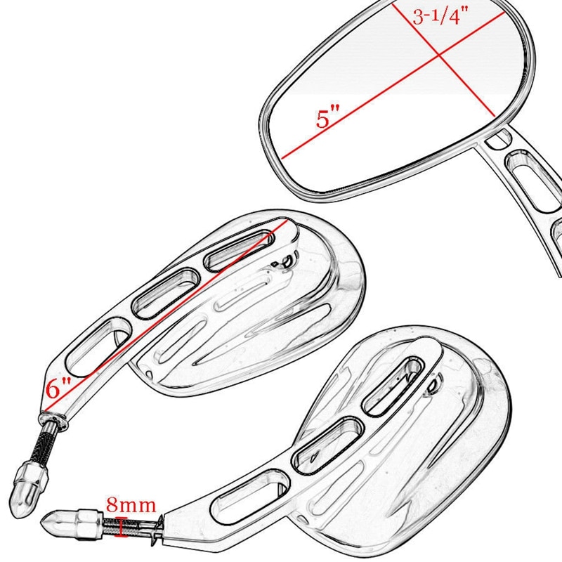 Accesorios de motocicleta 8MM espejo retrovisor de la motocicleta aleación completa de aluminio redondo té espejo de olas para la conversión de Harley un par