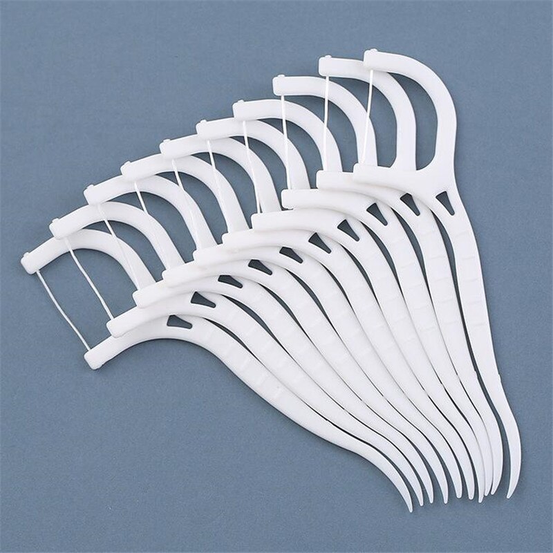 100pcs White Dental Floss Pick Tooth Cleaner Sticks Oral Hygiene Care Teeth Interdental Cleaning Flosser Toothpick Tool