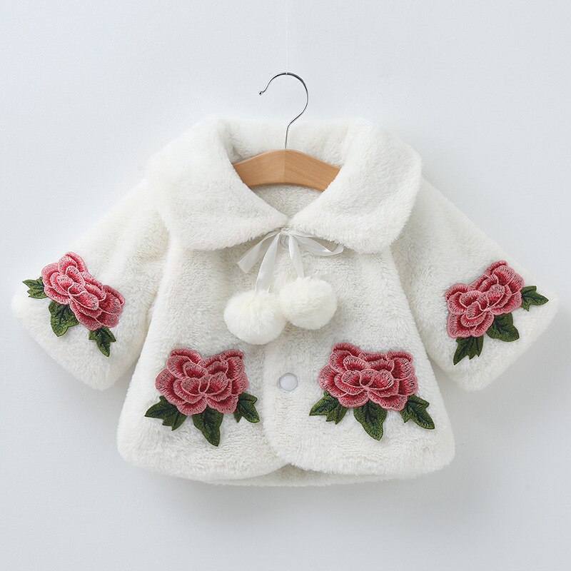 Babymeisjes herfst winter wollen cape jas omslagkraag vintage rozen dikke jassen bovenkleding kleding