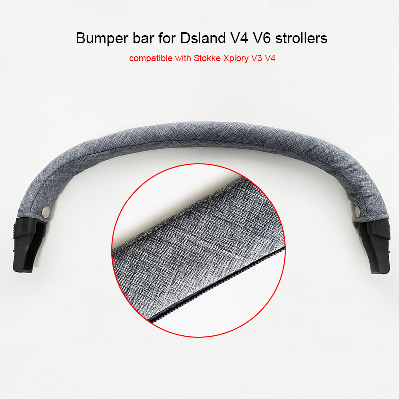 Stroller bumper bar kompatibel med dsland-serien och stokke xplory  v3 v4 -serien vagn tillbehör med dragkedja: Grå