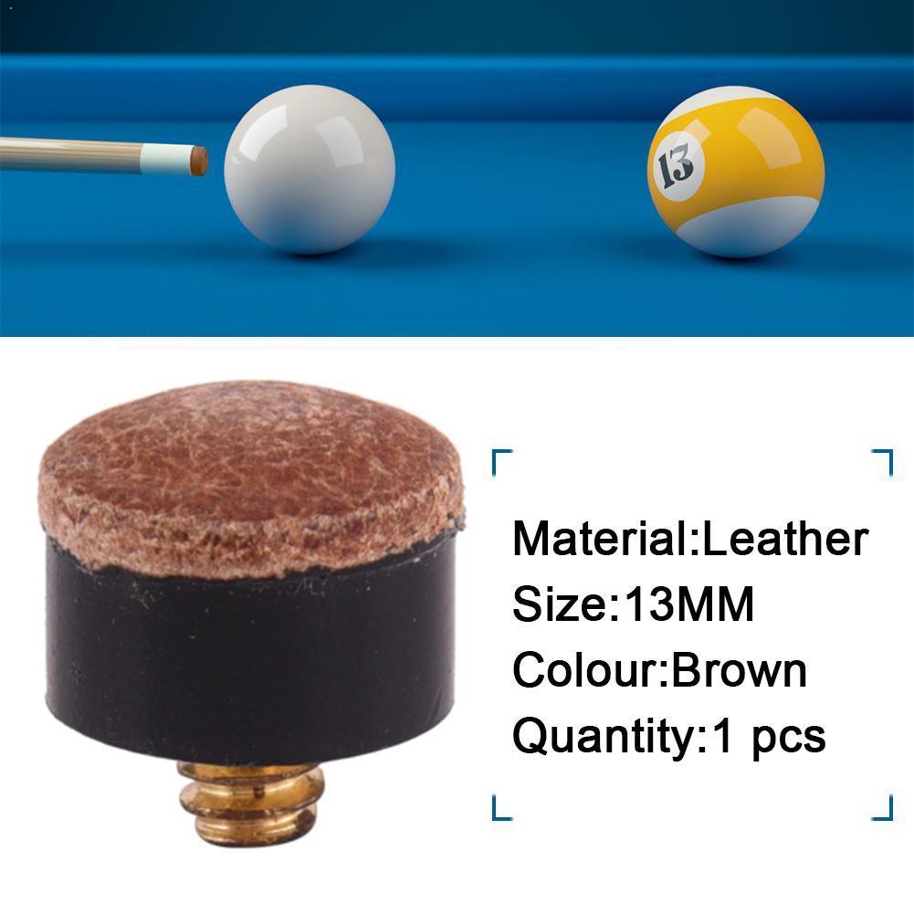 1 stk 13mm billiard kø skrue silke læder hoved stort kølle læder hoved hoved fancy hoved  k2 t 0