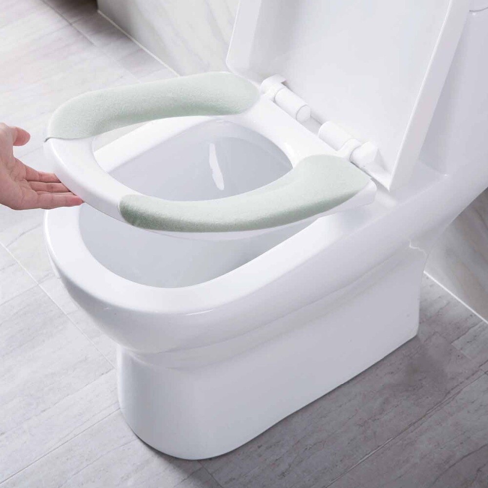2PCS Cuttable Toilet Seat Stickers Toilet Mat Portable Washable Bathroom Accessories Paste-Type Toilet Seat Cover