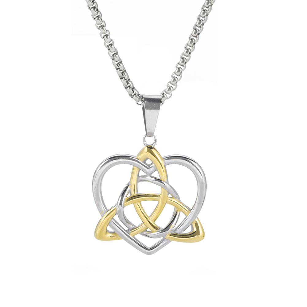 EUEAVAN Collana Nodo Delle Streghe (Witch Knot) In Acciaio Inossidabile - Ciondolo Triquetra E Nodo Celtico Con Mezzaluna, Gioiello Simbolico Pagano Wiccan Per Uomo E Donna, Regalo Spirituale