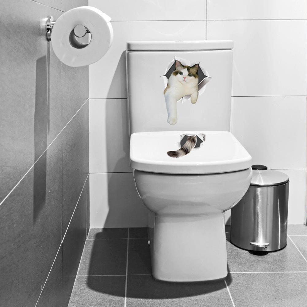 Asypets toilet klistermærker tegneserie kattekat dyr udtryk badeværelse køkken glasdør køleskab vægmalerier vandtæt