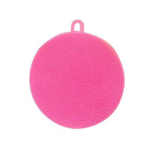 1pcs Dish Bowl Cleaning Brush Silicone Round Bowl Pan Pot Cleaning Washing Brush Scrubber Home Kitchen Pot Washing Tool: Pink
