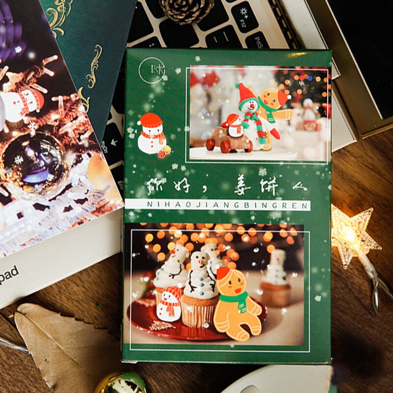 30 Stks/set Hello Gingerbread Man Kerst Postcard Diy Cartoon Wenskaarten Boodschap Kaart Jaar Cadeau