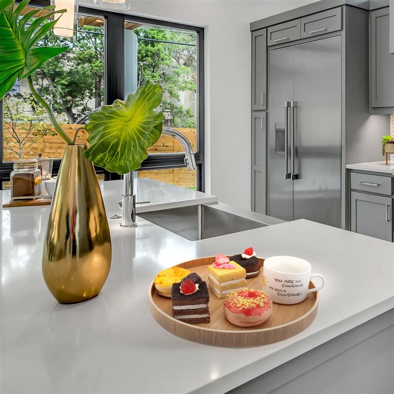 1pc Round Teaboard Solid Wooden Try Practical Wooden Fruit Tray for Snack Kitchen Cup