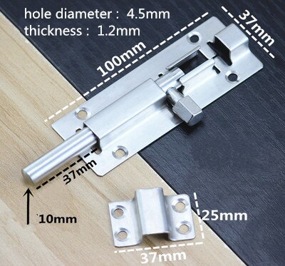 stainless steel Sliding bolt door lockSafety Lock for wooden doors protection gate latch furniture accessories: 4 inches