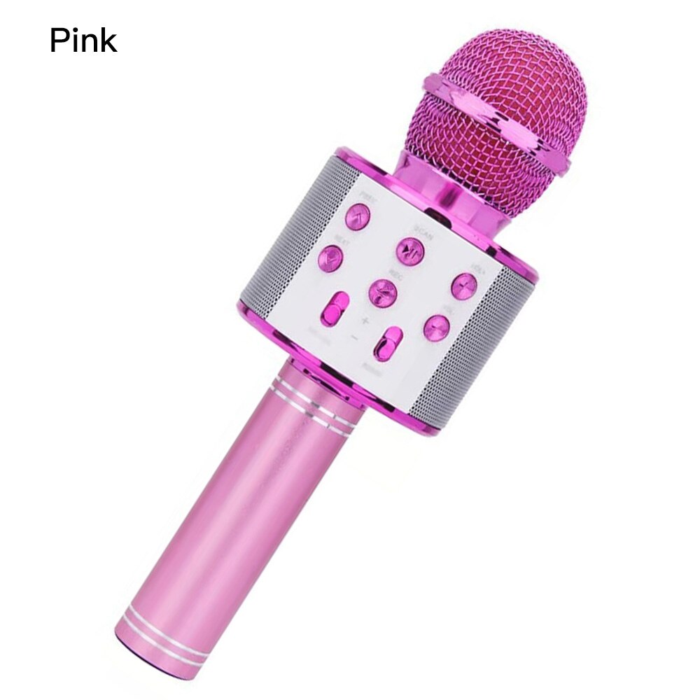 WS858 Wireless Bluetooth Koraoke Microphone Home Party Portable Handheld Mic Speaker Conderser Microphone for Android/iPhone/PC: pink