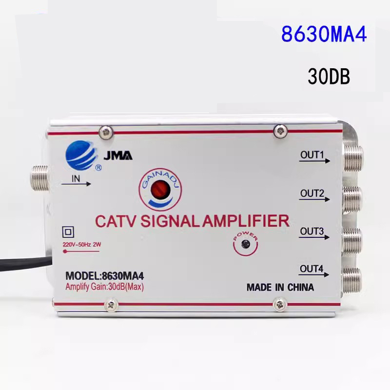 Ac 220V 4 Way Catv Kabel Tv Splitter Versterker 30db Digitale Tv Antenne Signaalbooster Home Tv Apparatuur 45Mhz Naar 860Mhz Us Plug: Black