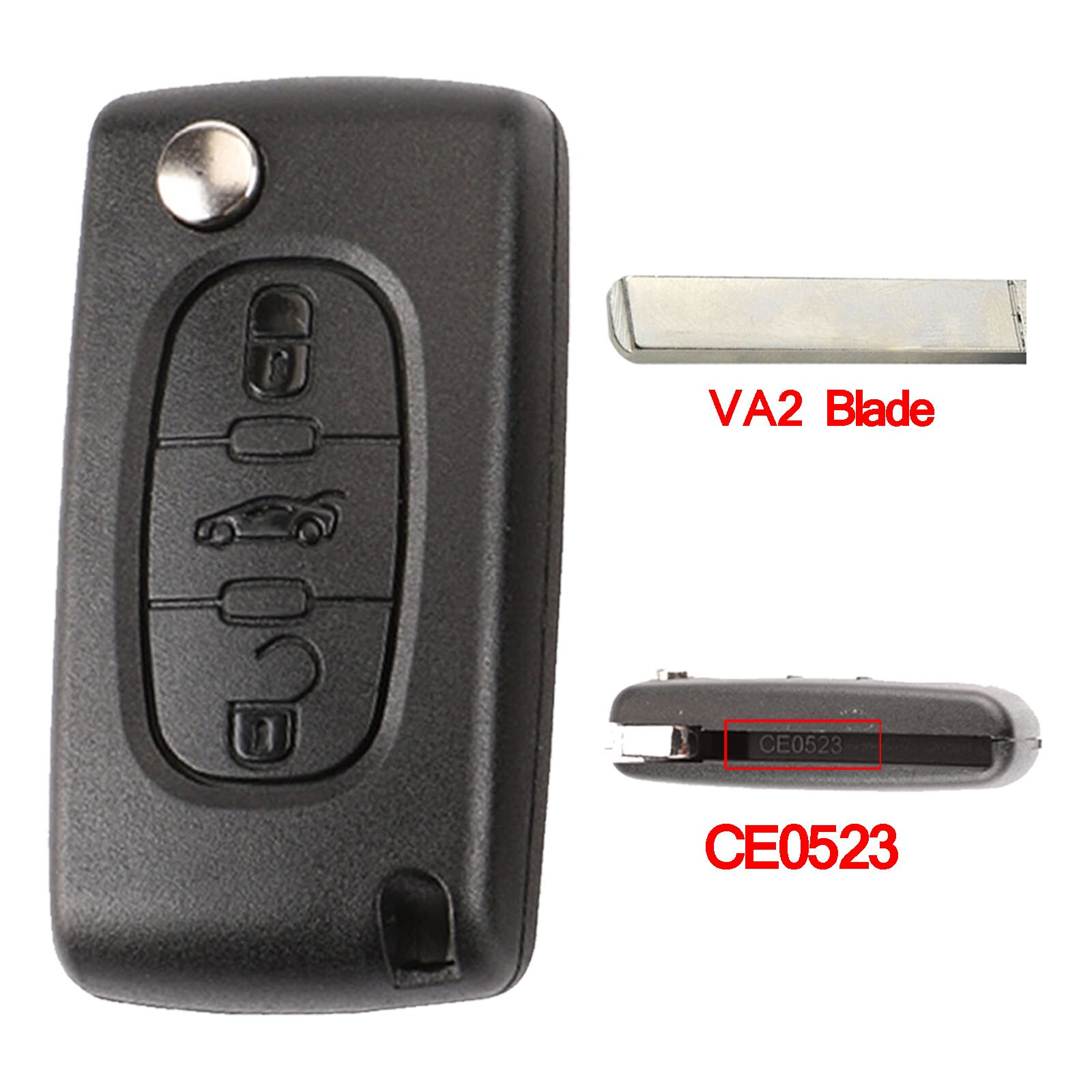 Mt-key VA2 Flip Key Shell Case For Peugeot Citroen – With Varta Battery