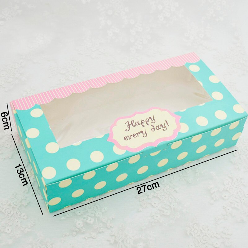 20 stk 27 x 13.5 x 6cm cupcake kasser og emballage vindue flamingo dot rose stor kasse bryllupsfest madkasse papirboks bagning: D