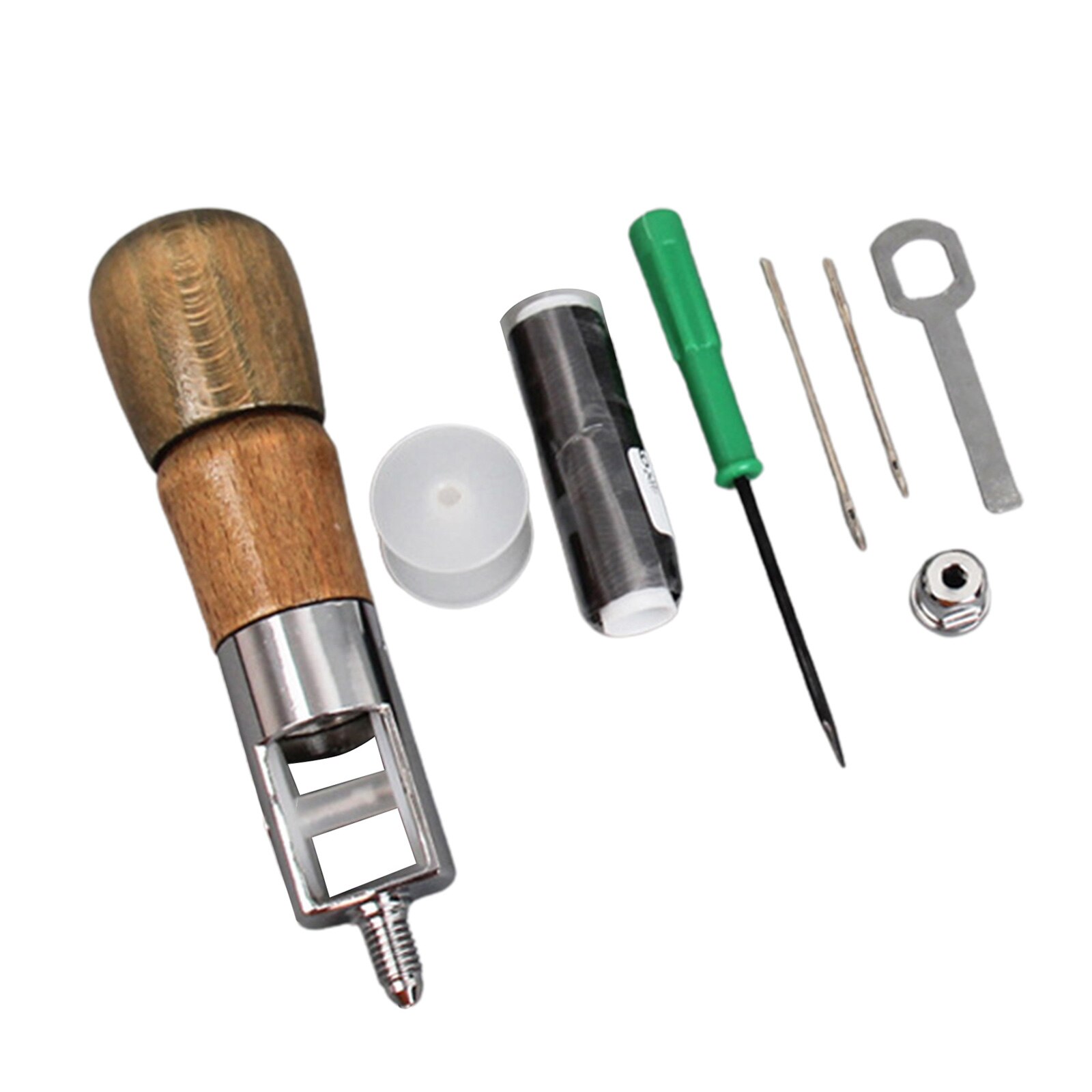 8pcs Handmade Sewing Awl Kit Hand Stitcher Stitching Craft Shoe Repair Needles Thread Tools Kit Heavy Fabrics Canvas