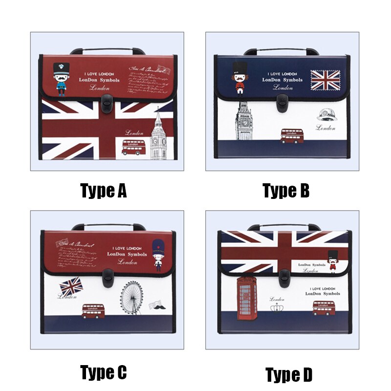Bærbare london symboler orgelpose multifunktion  a4 dokumentposer arkivering pose opbevaring vandtæt arkmappe papir organiseret