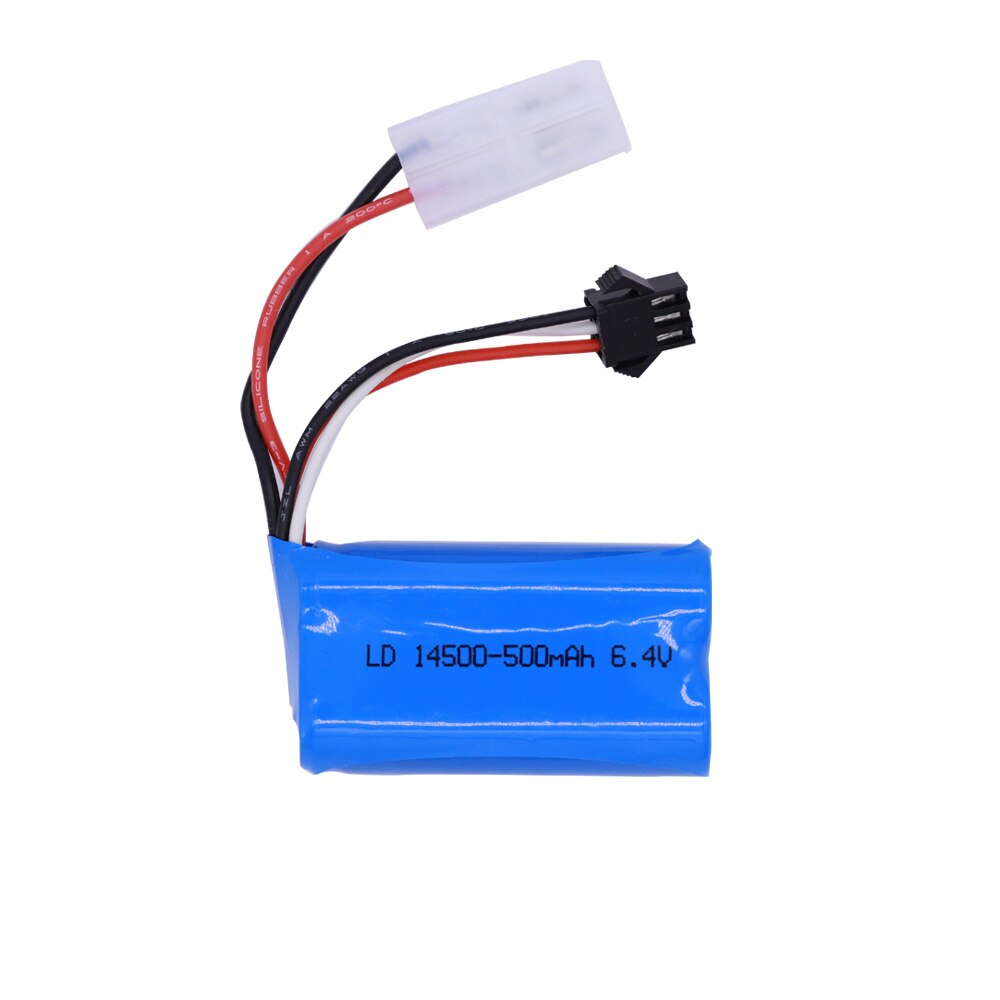 14500 500mah 6.4 v li-ion bateria com carregador usb para wltoys 18401/18402 rc veículo fora de estrada 6.4 v para rc brinquedos carros turcks barco