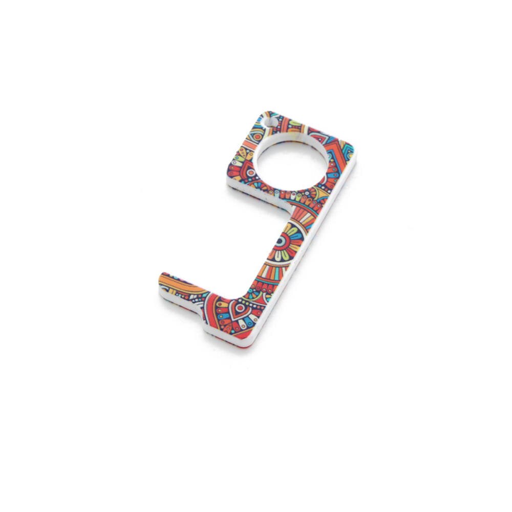 1Pc Key Chain No-Touch Door Opener Keychain Antimicrobial EDC Safe Door Handle Alloy Keyring Portable Elevator Tool: Acrylic