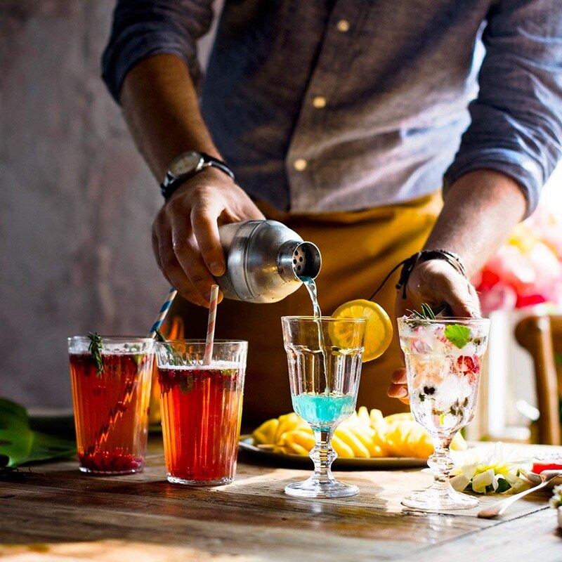Ensemble de barre d'acier inoxydable 24Oz de secoueur de Cocktail 3 pièces secoueurs de Cocktail avec le Guide de recette de Rotation, accessoires d'outil de Martini construits