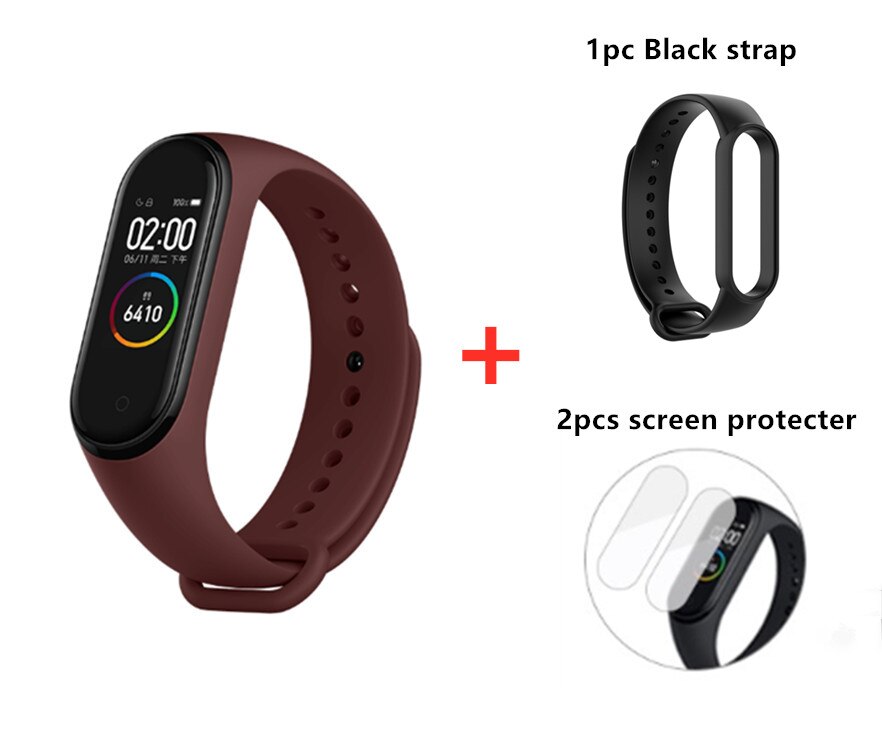 Xiaomi – bracelet connecté Mi Band 4, avec écran tactile AMOLED, capteur d'activité physique avec suivi du rythme cardiaque, Original: red add black strap