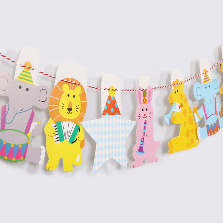 Novo feliz aniversário banner bunting bandeira decoração de festa crianças decoração ornamento do bebê colorido menina menino partis suprimentos: Cartoon flag