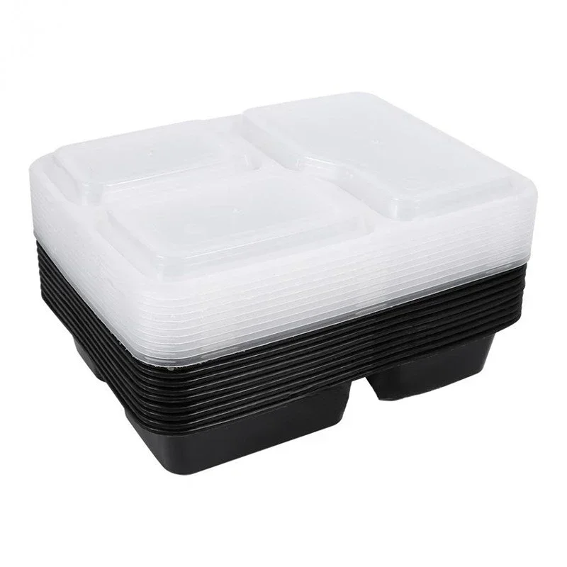 Plastic Herbruikbare Bento Box Meal Opslag Food Prep Lunchbox 3 Compartiment Herbruikbare Magnetronbakjes Thuis Lunchbox