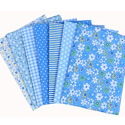 Nanchuang-tela fina de algodón para manualidades, costura retales para hecha a mano, para álbum de recortes, para edredón, patrón de costura, 25x25m, 7 unids/lote: BLUE