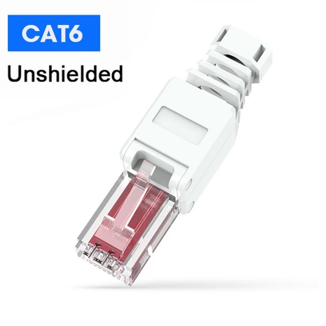 ZoeRax RJ45 Cat8 Cat7 Cat6A Connector Toolless Shielded/Unshielded Ethernet Termination Plug for 23~26AWG STP/UTP Ethernet Cable: Red / 0.6m