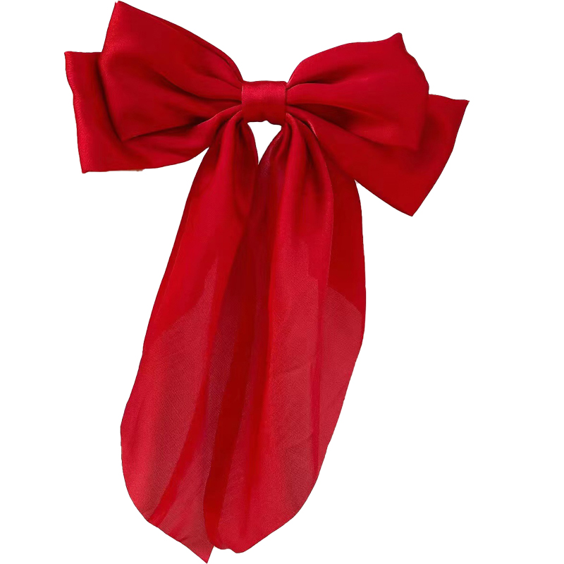 AISHG Silk Smooth Satin Large Bow Hairpin for Women Sweet Butterfly Spring Hair Clip Girls' Hair Accessories: Silver