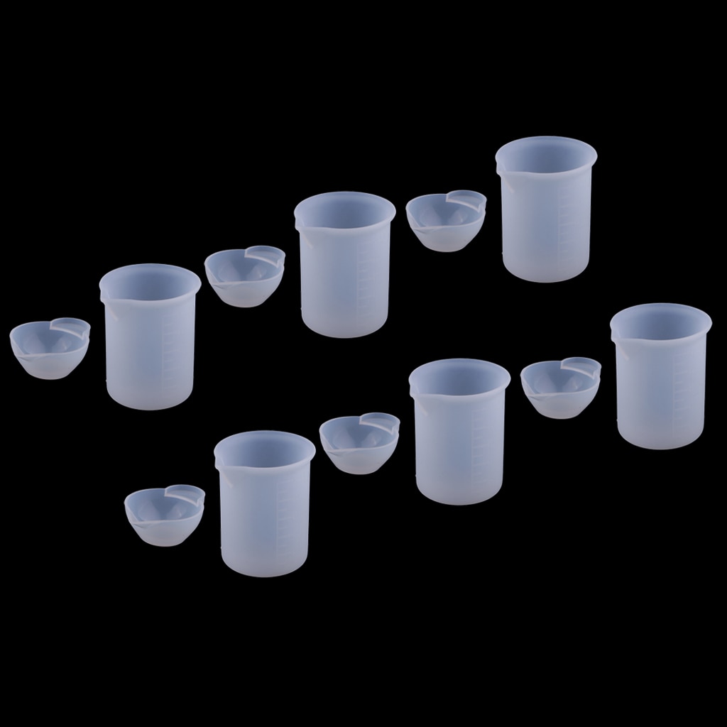 12 Pieces Measuring Cup & Jugs Kitchen Silicone Mixing Cups Mold DIY Jewelry Scale Resin Glue Measuring Tools