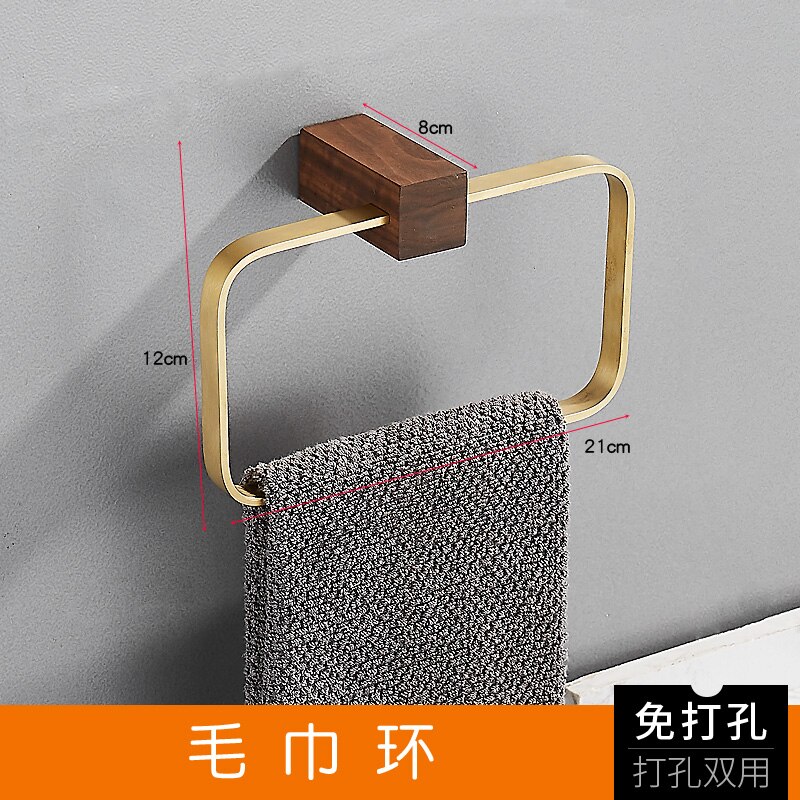 Perchero de madera maciza para ropa, estante de almacenamiento, colgador de pared, soporte de papel toalla negra de nogal, estante esquinero, accesorios de baño: towel ring