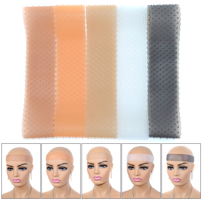Bandeau de perruque antidérapant pour hommes et femmes, réglable, en Silicone Transparent, Frontal Sport + bonnet en Nylon extensible