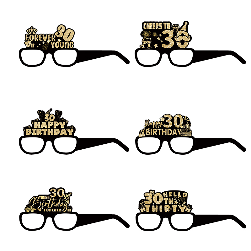 18th 30th 40th 50th Birthday Party Paper Glasses Black Gold Happy Birthday Party Decoration 18 30 40 50 60 70 Year Photo Prop: Olive