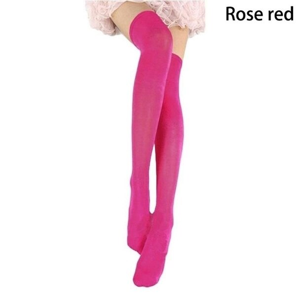Chaussettes Sexy en coton au dessus du genou, 1 paire, bas haut de cuisse, mince, coloré, noir, gris, blanc, , Long, directe: rose red