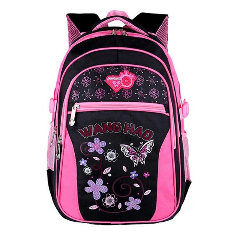 Children School Bags for Girls Lovely Butterfly Printing Backpack Waterproof Kids Shoulder Book Bag pack mochila 2 sizes: black L