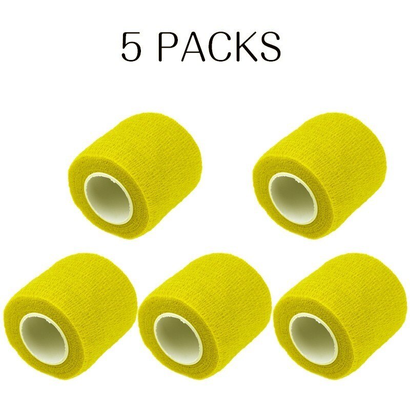 5 stk/parti sportssikkerhed selvklæbende elastisk bandage non-woven stof tape beskyttelsesudstyr knæ albue støtte støtte 5*450cm: Gul