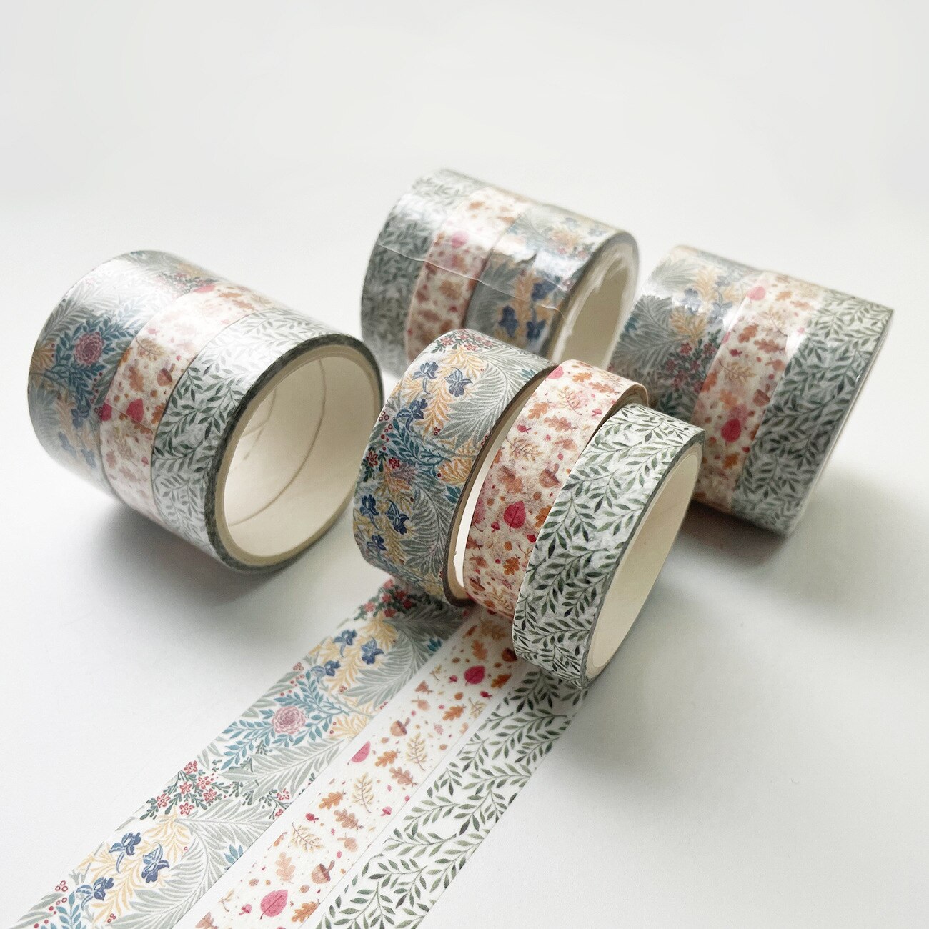 Juego de cintas Washi de 3 piezas, cintas decorativas de Flora geométrica, grabables, Vintage, para manualidades, álbum de recortes, diario, planificador: C