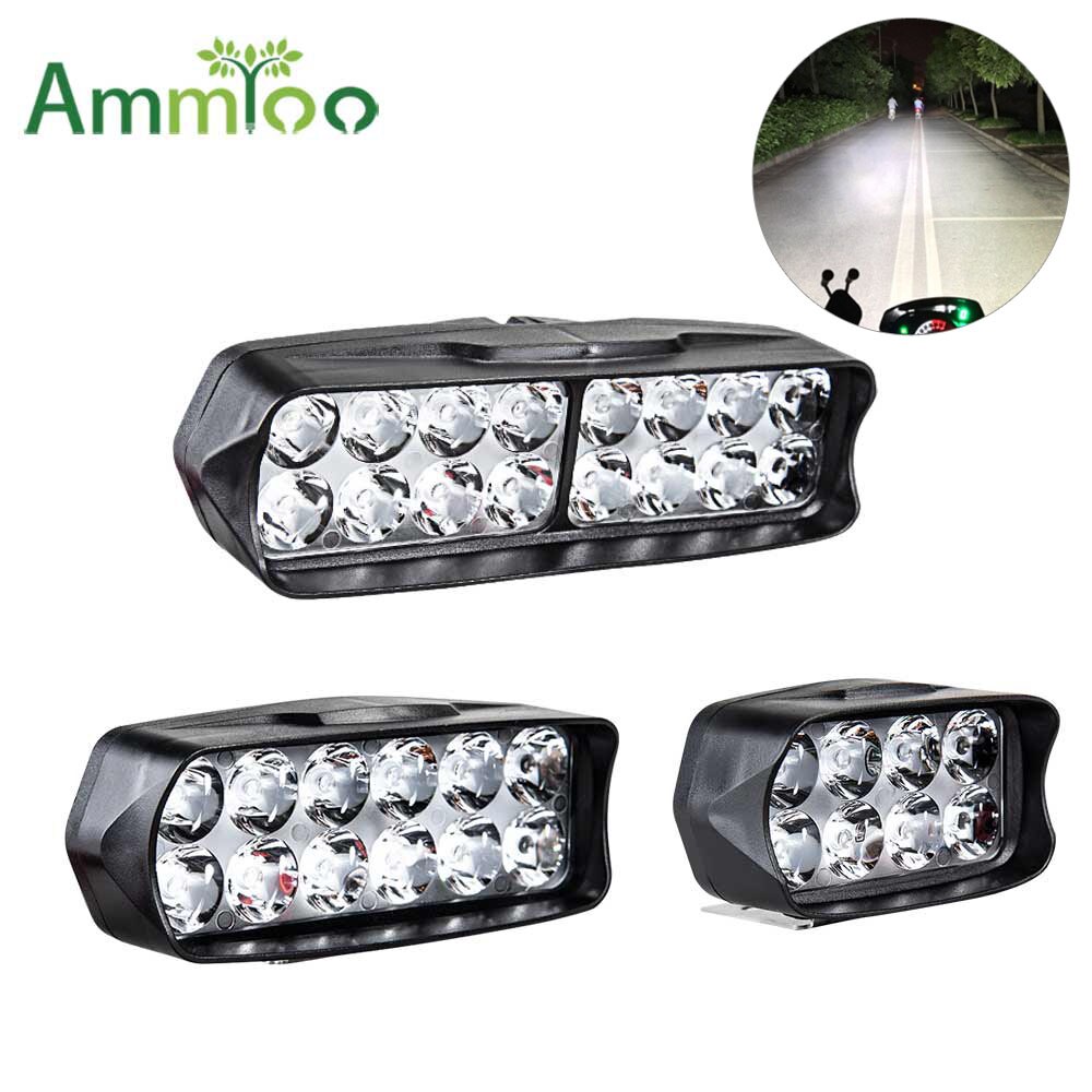 AmmToo Motorcycle Headlight LED Fog Spotlight 4WD 16LED For Car Motorcycle Tractor Light Off Road SUV Working Lamp ATV 12V 24V