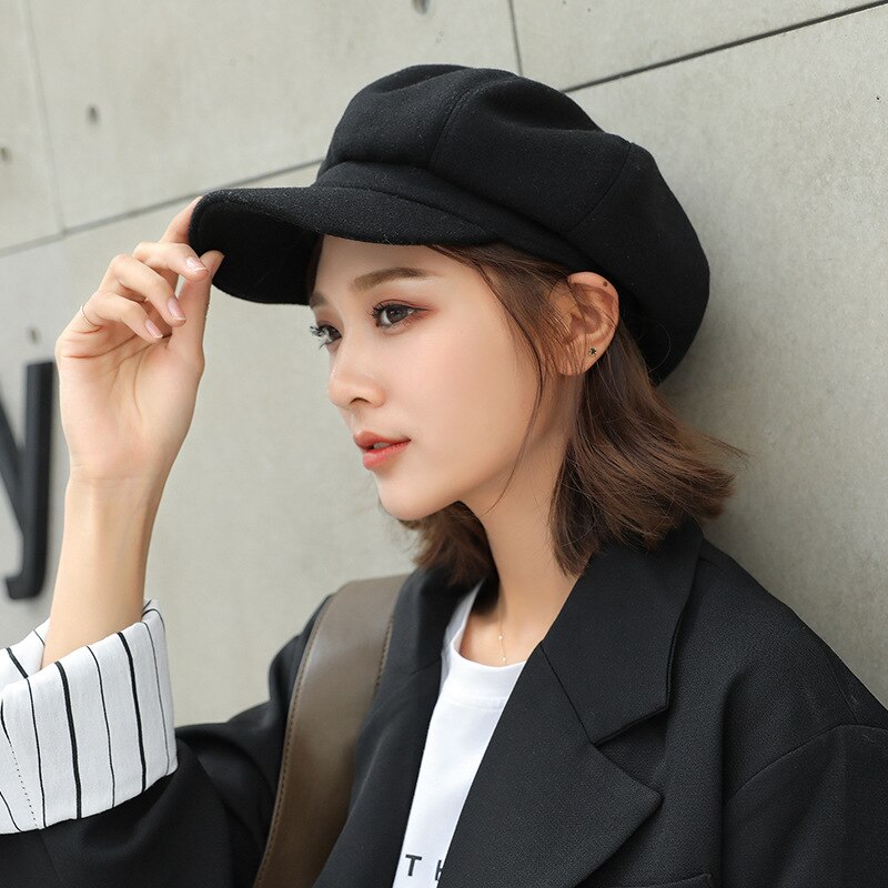 Newsboy Caps for Women Gatsby Cap Woolen Octagonal Baker Peaked Beret Driving Hat Female Sunscreen Hats Painter Tour Cap