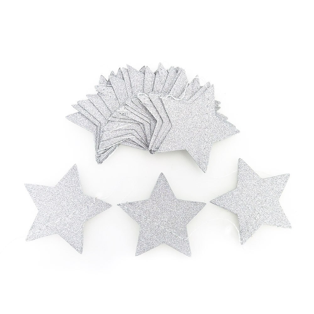 2M Papier Guirlande Star Shape String Banners Baby Shower Meisjes Bunting Opknoping Papier Gelukkige Verjaardag Wedding Party Home Decoration: Silver