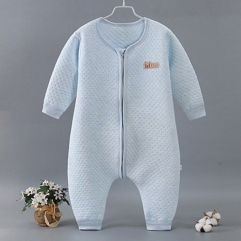 Bébé dormeurs épais coton sac de couchage -né Robes de nuit vêtements de nuit fendus jambes fermeture éclair enfant en bas âge garçon fille dormeurs: Sky blue / 80( Fit Ht 80-90cm)