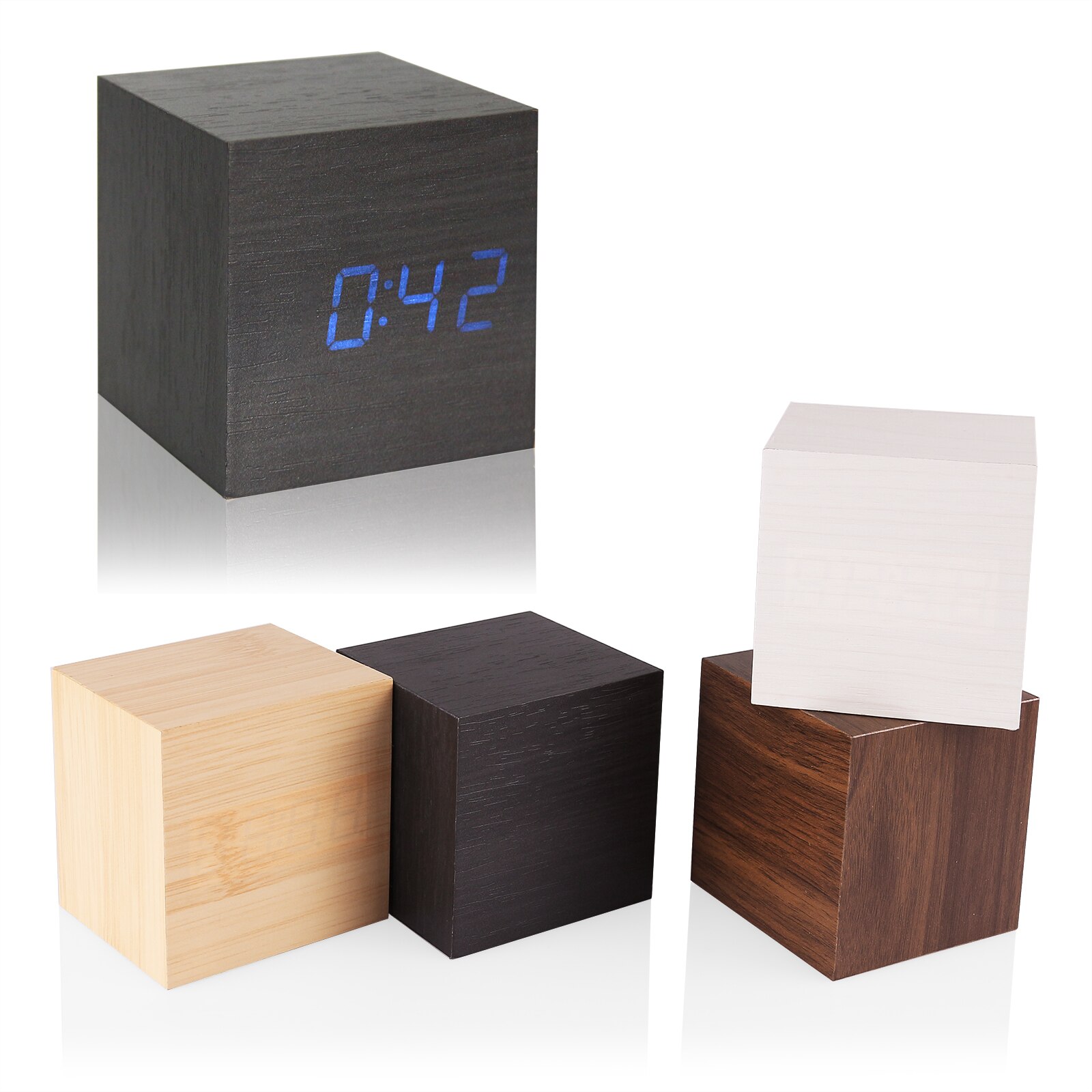 Electronic Alarm Clock Noiseless Digital LED Large Display Mirror Power Off Memory Function AAA Not Batteries Glow Clock: Blue