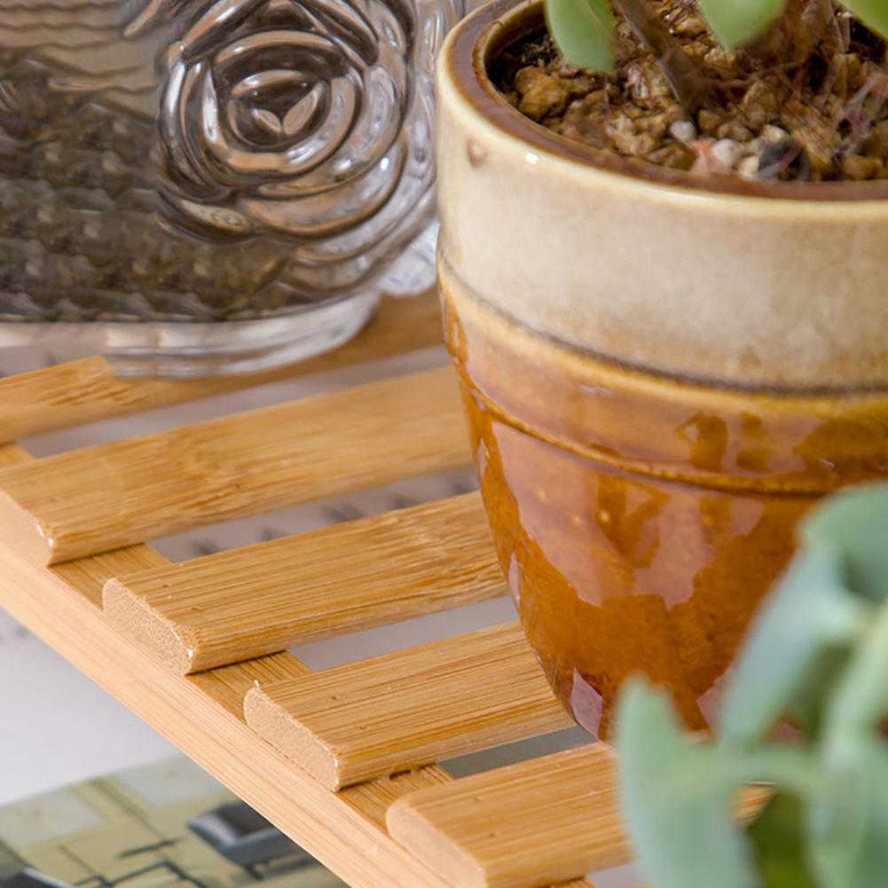 Small Succulent Plant Holder Bamboo Office Desktop Flower Stand 2-layer Garden Balcony Bonsai Display Rack Plant Shelf