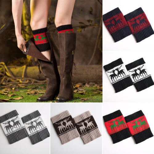 Mulheres do Inverno do Natal Polainas Boot Crochet Knit Socks Toppers Punhos Populares