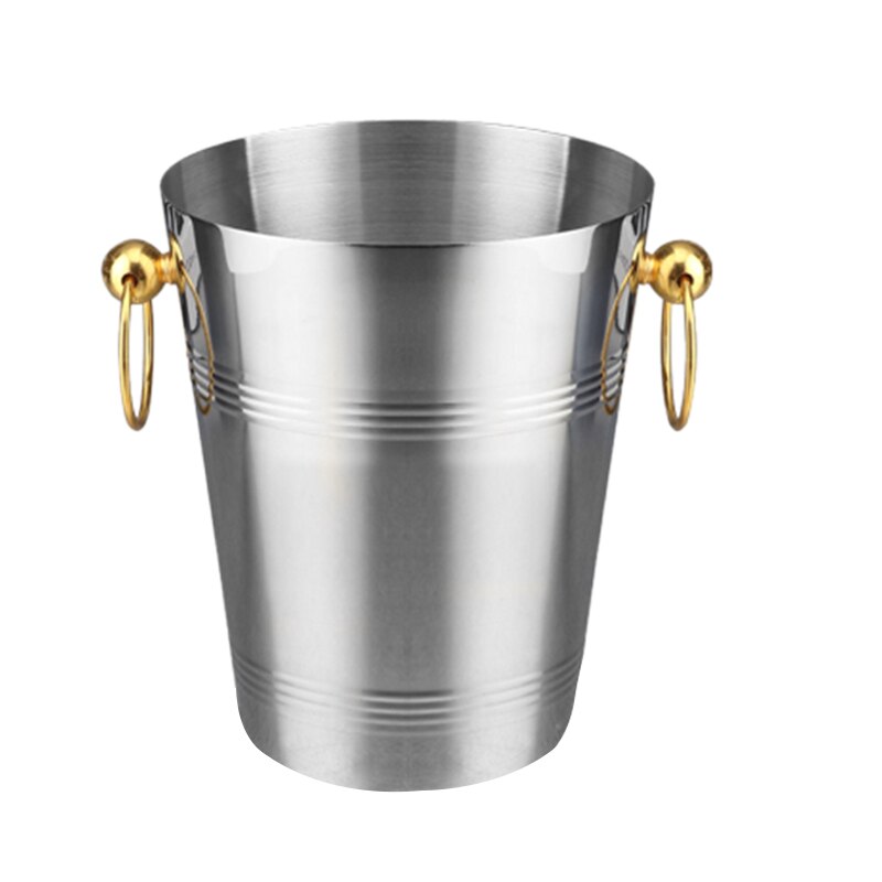 Stainless Steel Wine Ice Bucket Chiller Golden Wine Bottle Cooler Champagne Beer Chiller Ice Barrel Silver Gold Whiskey Rack wit: Default Title