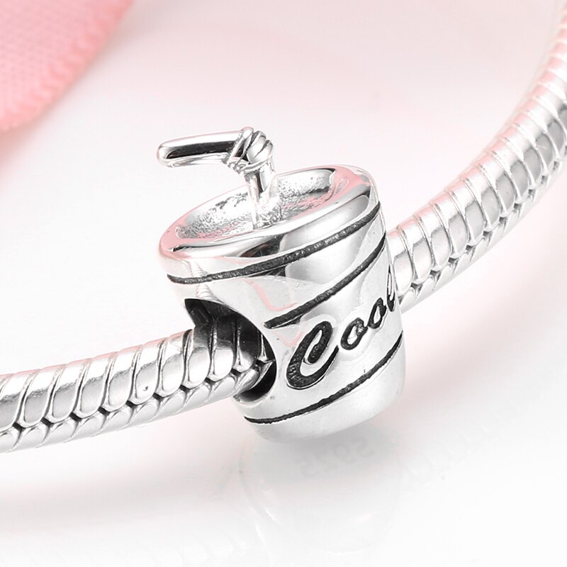 925 perles en argent sterling en forme de tasse à café de style métropolitain, charmantes bouteilles à faire soi-même, adaptées au bracelet original jiuhao jewelry: Pc0390
