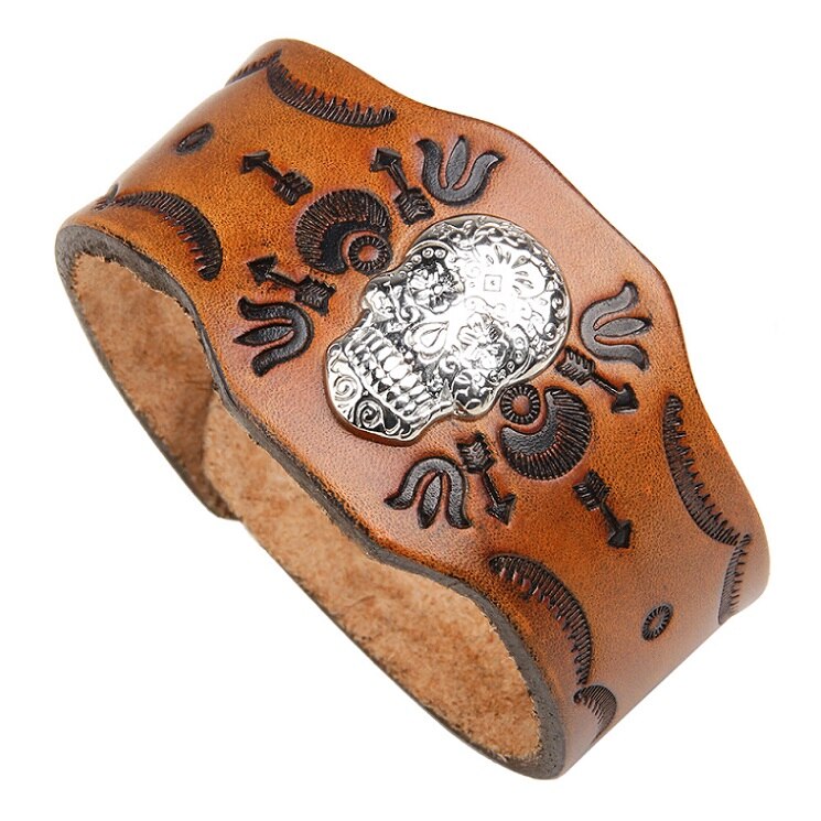 Moda szeroki mężczyzna skórzana bransoletka Trendy Alloy Metal Man bransoletki bransoletki geometryczne skórzane bransoletki biżuteria: colour 14