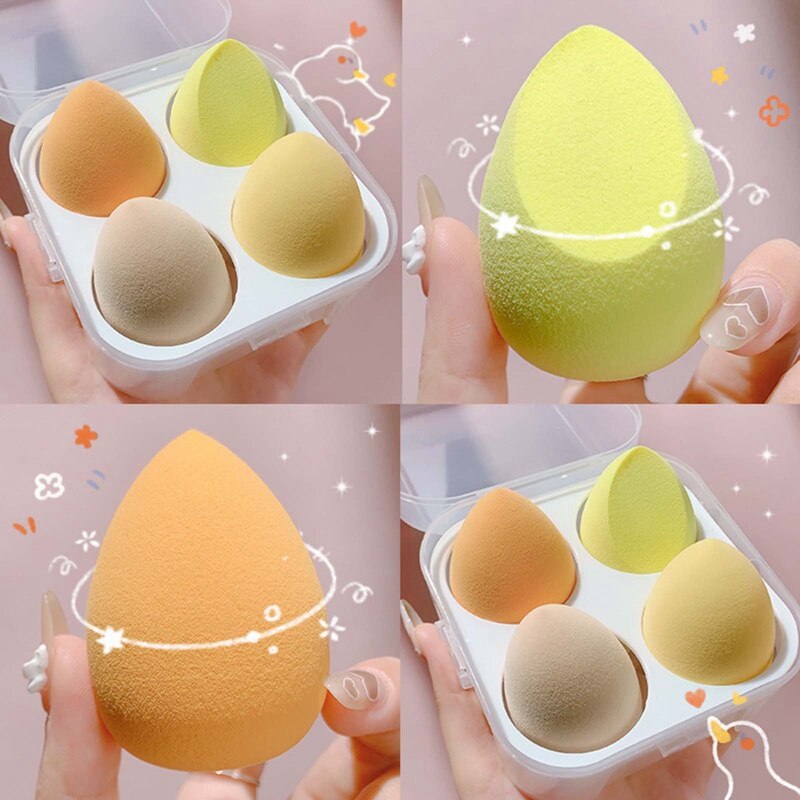4PCS Makeup Beauty Puff Sponge Set Foundation Powder Blush Blender Makeup Accessories Tools Cosmetic Blending Sponge Beauty Egg