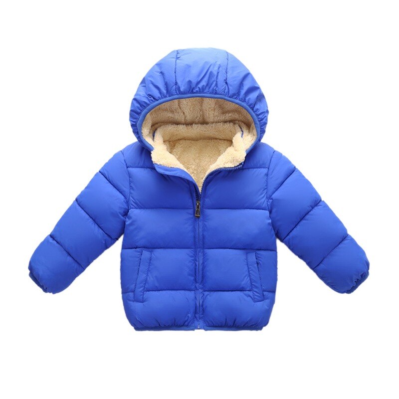 Kids Winter Warm Jacket Children Plus Velvet Cotton Coat Toddler Girls Boys Solid Outerwear Children's Clothing